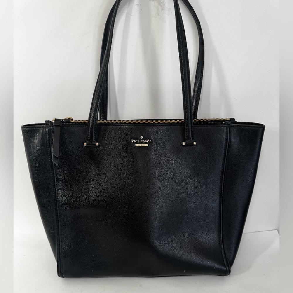 Kate Spade Kona Patterson Drive Black Leather Carryall Double Handles Tote Bag